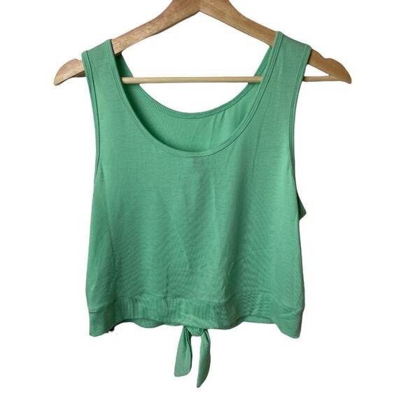 Wildfox Sweat Neptune Green Front Tie Active Crop Tank Top Women's Size M NWT - Picture 4 of 7
